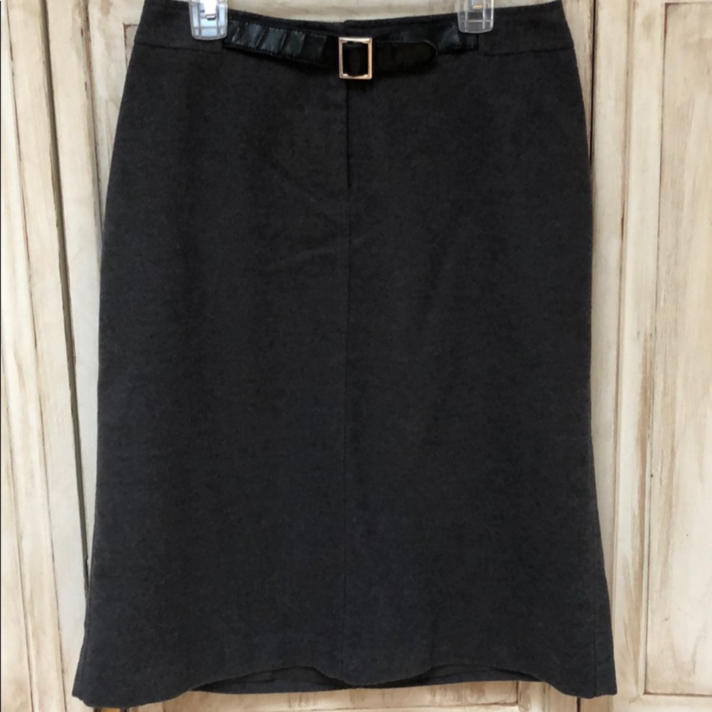 Grey Flannel skirt with leather belt attached